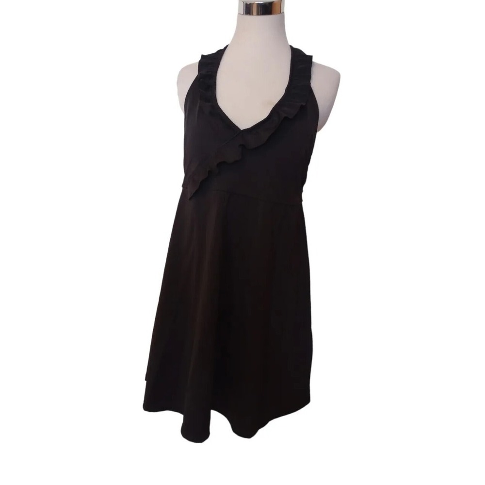Jessica London Womens Swimsuit Dress Full Piece Plus Sz14 Black tie back modest